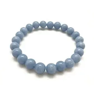 Natural Angelite Stone Bracelet 8 MM Blue AnhydriteThroat And Crown Chakras Unisex Bracelet Gift For All