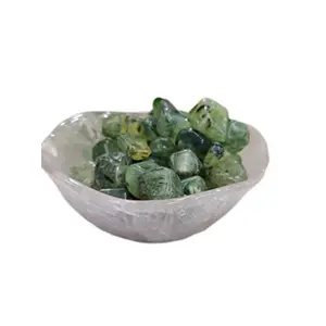 Crystal Cave Exports Vibrant Green Prehnite With Forest Green Epidote 50 Gram Tumbled Stone For TruthSensitivity & Sincerity Healing Reiki Yoga Meditation Energy Chakar