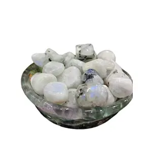 Crystal Cave Exports White Rainbow Moonstone Tumbled Stone 500 Gram For Vibrations Heighten Psychic GiftsReiki ChakraHealing Crystal StoneGift