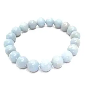 Natural Angelite Stone Bracelet 10 MM Blue AnhydriteThroat And Crown Chakras Unisex Bracelet Gift For All