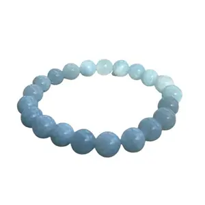 Crystal Cave Exports Natural Blue Aquamarine Bracelet Healing Crystal Stretchy String Bracelet 10 mm