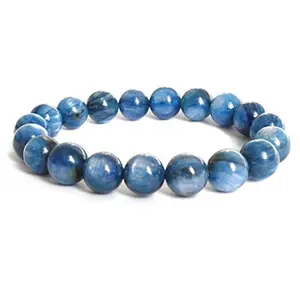 Natural AA Blue Kyanite Bracelet 12 MM Genuine Kyanite Healing Crystals Meditation Bracelets Chakra Balancing Healing Crystal Bracelets
