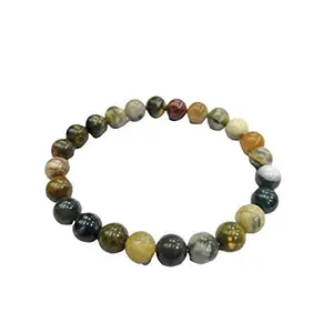 Crystal Cave Exports Ocean Jasper 8 MM Bracelet Release of Stress & Negativity Positive Self-Expression Emotional Crystal Healing Blessings Heart Chakra Throat Chakra Sacral Chakra Healing Crystals
