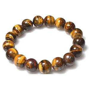 Crystal Cave 8 mm Yellow Crystal Tiger Eye Natural Stone Healing Bracelet for Men and Women