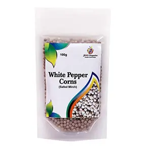 Jioo Organics White Peppercorn Whole / Bili Menasu / Sabut Safed Dakhni Mirch / Tella Miriyalu | Pack of 100 Grams