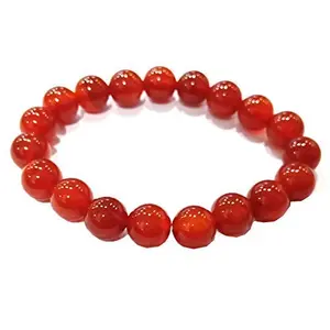 Crystal Cave Exports Natural Red Carnelian Bracelet 10mm Red Gemstone Beads Root Chakra Healing