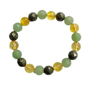 Crystal Cave Exports Natural Prosperity and wealth10 mm Bracelet Faceted Pyrite Green Aventurine and citrin stone