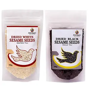 Jioo Organics White Sesame Seeds (Safed Til) and Black Sesame Seeds (Kale Til) | Combo of Sesame Seeds100 Each