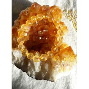 Crystal Cave Exports Citrine Stone Bracelets Faceted 10MM  Wisdom Prosperity Happyness 100% Natural