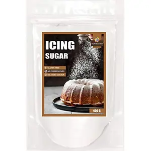 Jioo Organics Powdered Icing sugar For Baking Glazing Frosting Decoration Cakes Muffins Pastry Natural Sulphur less Pure White Powder 400g