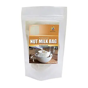 Jioo Organics Drawstring Natural Unbleached Cotton Nut Milk Bag | Reusable & Washable (Size: 12 inch x 12 inch)