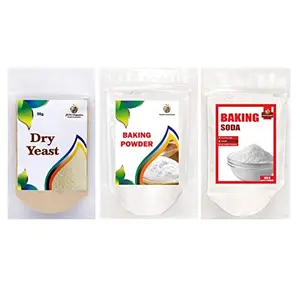 Jioo Organics Baking Soda 100g Baking Powder 100g and Dry Yeast 50g Combo Pack Pack of 3 (250 Gram)
