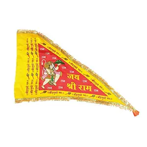 Jioo Organics Hanuman Ji Jhanda | Bajrangbali Flag | Satin | Size: Small (20x22x32 Inch)