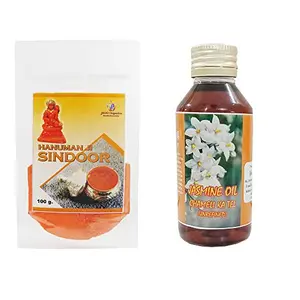 Jioo Organics Hanuman Ji Sindoor and Chameli Oil for Religious Ceremony | 100ml Jasmine Oil