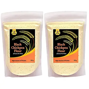 Jioo Organics Black Chickpea Flour or Kala Chane ka Atta | Pack of 2 | 250 Grams Each