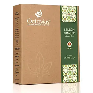 Octavius Ginger & Lemon (Low Caffeine) Loose Leaf Green Tea - 100 Gms
