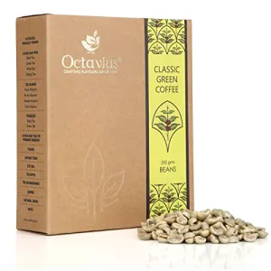 Octavius Green Coffee Beans | Decaffeinated & Unroasted Arabica Coffee Beans Sourced frAA Grade Plantations | Antioxidant Rich | Protes & Healthy Management - 250 Gms