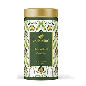 Octavius Jasmine Green Tea Tin Can  75 Gms (40 cups) |Supports Weight Loss | Detox Tea | Antioxidant Rich | Highly recommended by dieticians | Reduces Cholesterol | Pleasant Aroma and Tonic Effect