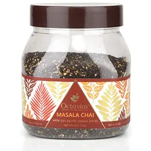 Octavius Masala CTC Chai | With Added Cinnamon Cardamom Clove Black Pepper Ginger | Relief for cold and cough | 250 GM Jar