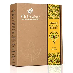 Octavius Roasted Coffee Beans|Medium Roasted Arabica and Robusta Coffee Beans From South India | Perfect for Making Traditional Coffee and Cafeteria Use - 250 Gms