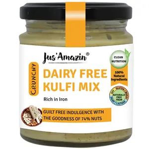 Jus Amazin Dairy-Free Kulfi Mix (200g) | Only 5 Ingredients, 100% Natural | Clean Nutrition | 74% Nuts (Cashewnuts, Almonds & Pistachio) | Rich in Iron | No Refined Sugar | Zero Additives | Vegan & Dairy Free
