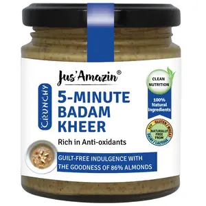 Jus Amazin 5-Minute Badam Kheer (200g) | Only 4 Ingredients, 100% Natural | Clean Nutrition | 86% Almonds | Rich in Anti-Oxidants | No Refined Suar | Zero Additives | Vegan & Dairy Free