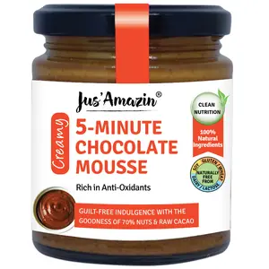 Jus Amazin 5-Minute Chocolate Mousse (200g) | Only 5 Ingredients, 100% Natural | Clean Nutrition | 70% Nuts (Almonds & Cashewnuts) | Superfood Raw Cacao | Rich in Anti-Oxidants | No Refined Sugar | Zero Additives | Vegan & Dairy Free