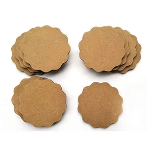 IVEI DIY MDF Circle and Scallop Shaped Coasters - (Set of 12)- for Craft/Activity/Decoupage/ting/Resin Work (Scallop Shaped)