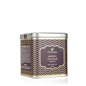 Octavius Darjeeling First Flush Loose Leaf Black Tea | In Decorative Tin Box | Perfect For Gifting | Light & Bright | 100 Gms