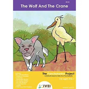 IVEI Panchatantra Story Learning Book - Workbook and 2 DIY Coasters - Colouring Activity Worksheets - Creative Fun Activity and Education for - The Wolf and The Crane (Age 4 to 7 Years)