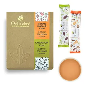 Octavius Indian Masala & Cardamom Ready Tea Economy Pack (2 in 1) - 50 Sachets