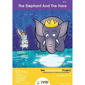 IVEI Panchatantra Story Learning Book - Workbook and 2 DIY Coasters - Colouring Activity Worksheets - Creative Fun Activity and Education for - The Elephant and The Hare (Age 4 to 7 Years)