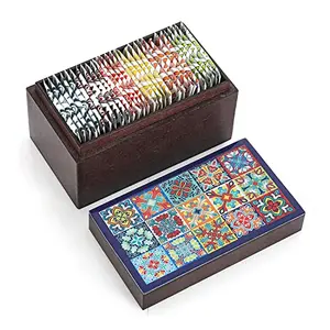 Octavius Assortment of Fine Teas- 30 Teabags in Tile Motif Wooden box