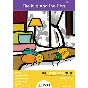 IVEI Panchatantra Story Learning Book - Workbook and 2 DIY Coasters - Colouring Activity Worksheets - Creative Fun Activity and Education for - The Bug and The Flea (Age 4 to 7 Years)