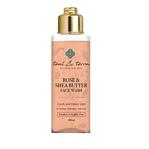Teal & Terra Rose and Shea Butter Face Wash for De-tanning Hydrating Anti- Acne | Paraben Sulfate Free 100 ml