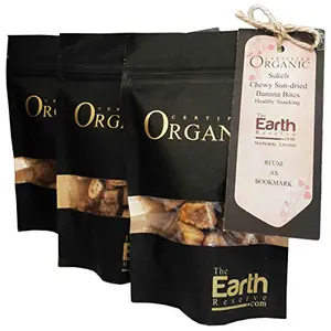 The Earth Reserve Organic Chewy Banana Bites - Delicious & Healthy SnackSundried Free of Preservative & Chemic(Pack of 3)