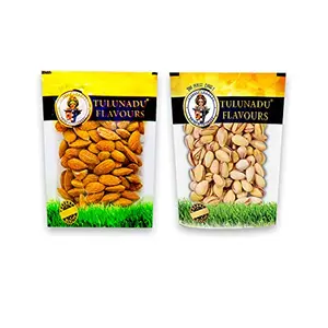 Tulunadu Flavours Delicious Dry Fruits | Roasted & Salted Almonds and | Healthy Snacks for Routine Diet | Zero Trans Fat Hygienically Packed | Combo Pack of 200 Gram (Each 100g)