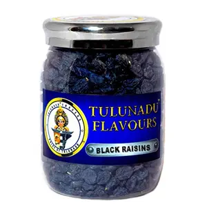 Tulunadu Flavours Delicious Afghan Black Raisins Kali Draksh 250g - Kishmish Dry Fruit Black Grapes - Healthy Routine Diet for Skin - Hygienically Packed in Jar