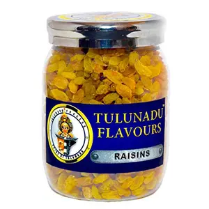 Tulunadu Flavours Delicious Dry Golden Raisins - Draksh Kishmish Dry Fruit Grapes - Healthy Routine Diet for Skin - Hygienically Packed with Jar 350g