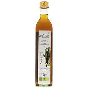 Farm Naturelle - Organic Virgin Cold Pressed Black Sesame Seed oil|100% Pure edible Cooking oil-500ML In Glass Battle
