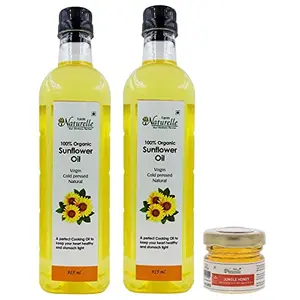 Farm Naturelle Organic Virgin Pressed Sunflower Oil 915ml (Pack of 2) and Honey 40g