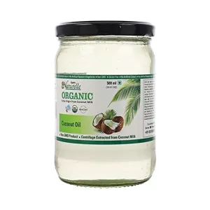 Farm Naturelle -100 % Pure Organic Extra-Virgin Cold Pressed Coconut Oil | 500 ml In Glass Bottle