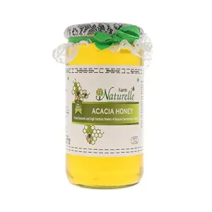 Farm Naturelle-Acacia Flower Wild Forest (Jungle) Honey| 100% Pure Organic Honey, Raw Honey, Natural Un-processed - Un-heated Honey | Lab Tested Honey In Glass Bottle-1000gm+150gm Extra and a wooden spoon.