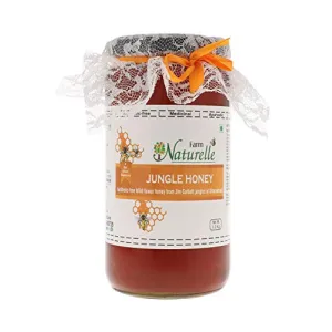 Farm Naturelle-Virgin Pure Raw Natural Unheated Unprocessed Forest Honey - Jungle Flower Honey-1 KG Glass Bottle (for NMR Tested Passed Certified Batch Click On New Design Bottle with Black Label)