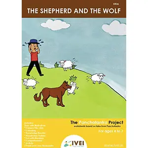 IVEI Panchatantra Story Learning Book - Workbook and 2 DIY Bookmarks - Colouring Activity Worksheets - Creative Fun Activity and Education for - The Shepherd and The Wolf (Age 4 to 7 Years)