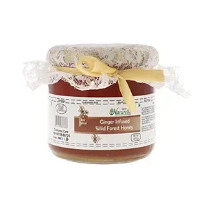 Farm Naturelle-Real Ginger Infused Forest Honey| 100% Pure, Raw Natural - Un-processed - Un-heated Honey |Lab Tested Clove Honey 400gm and a Wooden Spoon