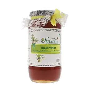 Farm Naturelle-Virgin Raw Natural Unprocessed Tulsi Forest Flower Honey - 1.45 KG Big Glass Jar (Ayurved Recommended)-Huge Value (For NMR Tested Passed Certified Batch Click On New Design Bottle with Black Label)