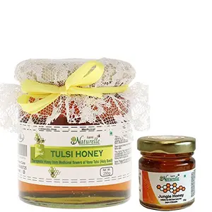 Farm Naturelle-Raw Natural Unprocessed Tulsi Forest Flower Honey - 250 Grams with 55 GMS Forest Flower Honey (Ayurved Recommended)-Huge Value 250 Grams with 55 GMS