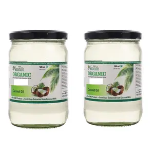 Farm Naturelle- Coconut Oil | Pure Organic Virgin Cold Pressed Oil | Coconut Oil for Hair and Skin & Daily Cooking 500ml x 2 Pack