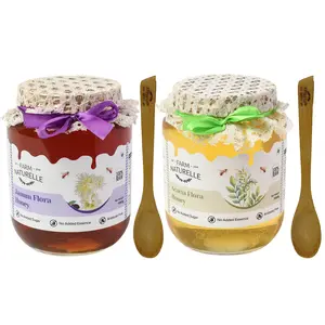 Farm Naturelle-Virgin 100% Pure Honey |Raw Natural Unprocessed Acacia & Jamun Flower Forest Honey |1Kg+150gm Extra+Wooden Spoons x 2 Sets